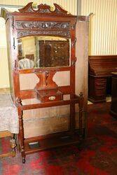 Quality Antique Mahogany Mirror Back Hall Stand 