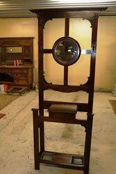 Small Antique Mahogany Mirror Back Hall Stand 