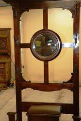 Small Antique Mahogany Mirror Back Hall Stand 