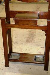 Small Antique Mahogany Mirror Back Hall Stand 