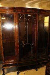 Antique Mahogany Breakfront 3 Door Display Cabinet