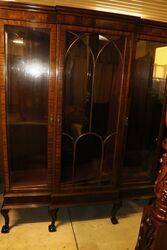 Antique Mahogany Breakfront 3 Door Display Cabinet