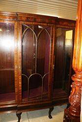 Antique Mahogany Breakfront 3 Door Display Cabinet