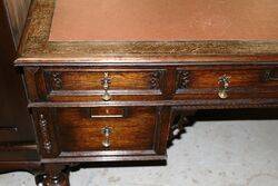 1920and39s Oak 5 Drawer Writing Desk 