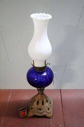 Antique Kerosene Lamp on Cast Iron Base 