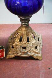 Antique Kerosene Lamp on Cast Iron Base 