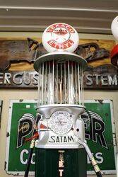 Stunning SATAM Twin Cylinder Clock Face Petrol Pump