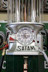 Stunning SATAM Twin Cylinder Clock Face Petrol Pump