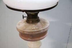 Antique Milk Glass Oil Lamp and Shade 