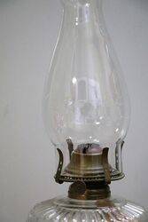 Vintage All Glass Oil Lamp with Clear Font and Milk Glass Base 