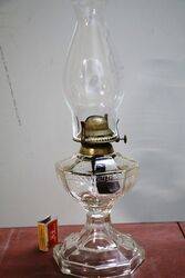 Vintage All Clear Glass Single Burner Oil Lamp 