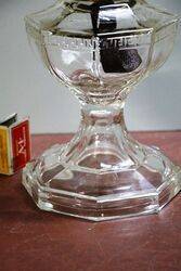 Vintage All Clear Glass Single Burner Oil Lamp 