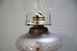 Vintage Single Burner Oil Lamp with Frosted Glass Pressed Font onr