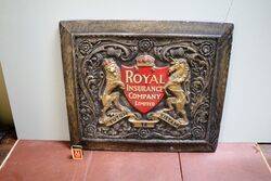 Antique Royal Insurance Company Embossed Plaster Plaque