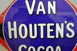 Stunning Antique Van Houtenand39s Cocoa Advertising Enamel Sign 