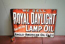 Antique Royal Daylight Lamp Oil Double Sided Enamel Sign 