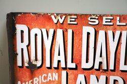 Antique Royal Daylight Lamp Oil Double Sided Enamel Sign 