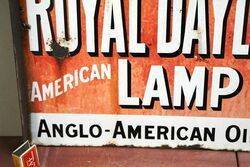 Antique Royal Daylight Lamp Oil Double Sided Enamel Sign 