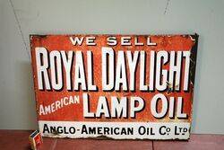 Antique Royal Daylight Lamp Oil Double Sided Enamel Sign 