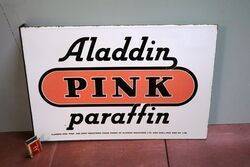 Vintage Aladdin Pink Paraffin Double Sided Enamel Sign