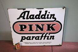 Vintage Aladdin Pink Paraffin Double Sided Enamel Sign 