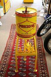 Vintage FIREZONE 4 gal Drum on Stand with 7 Bottles 