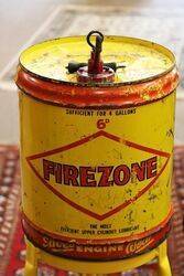 Vintage FIREZONE 4 gal Drum on Stand with 7 Bottles 