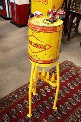 Vintage FIREZONE 4 gal Drum on Stand with 7 Bottles 