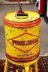 Vintage FIREZONE 4 gal Drum on Stand with 7 Bottles 