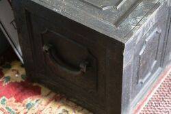 Antique Metal Strongbox with 2 Carrying Handles and Original Key  