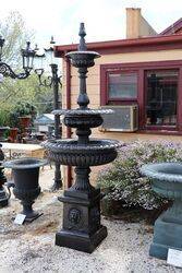 Cast Iron Three Tier Windsor Fountain on Lion Head Base 