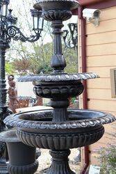 Cast Iron Three Tier Windsor Fountain on Lion Head Base 