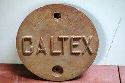 Vintage Cast Iron CALTEX Tank Cover 