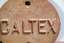 Vintage Cast Iron CALTEX Tank Cover 