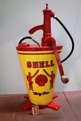 Vintage Gear Oil Dispenser Restored in Shell Stickman Livery