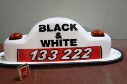 Black and White Taxi Illuminated Roof Top Light Box Sign 