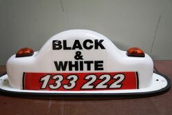 Black and White Taxi Illuminated Roof Top Light Box Sign 