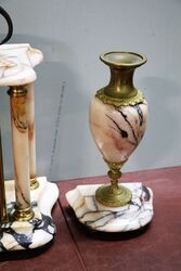 Quality four glass 4 column marble and brass 3 piece clock set 