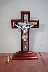 Large Vintage Chrome Plated Crucifix 