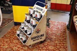 Vintage Hovoline Garage Forecourt Oil Can Trolley 