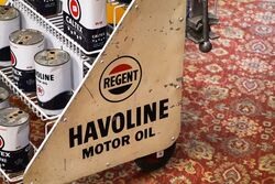 Vintage Hovoline Garage Forecourt Oil Can Trolley 