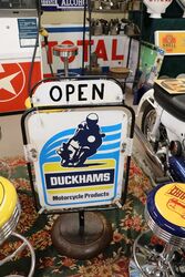 A Vintage Duckhams Motor Cycle Dealer Swivel Sign 