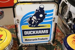 A Vintage Duckhams Motor Cycle Dealer Swivel Sign 