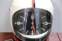 A Rare Vintage Champion Wall Clock in the Form of a Racing Helmet  