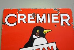 Early Vintage Cremier Cream Ices Pictorial Enamel Sign 