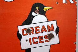 Early Vintage Cremier Cream Ices Pictorial Enamel Sign 