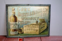 Antique Cork Distilleries Whisky Pictorial Tin Sign 