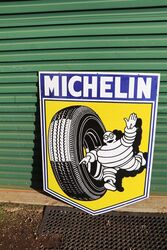 Large Classic Michelin Pictorial Shield Enamel Sign 