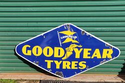 Large Early Goodyear Lozenge Shape Enamel Sign  