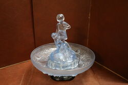 Art Deco 4 Piece frosted blue glass +39Peter Pan+39 Float Bowl 